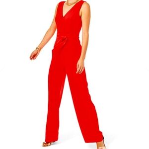 Lilly Pulitzer Jannah Jumpsuit In Ruby Red Size 4 Ret $198 EUC